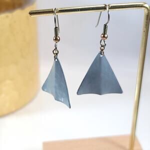 Blue Geometric Triangular Dangle Earrings, Minimalist Jewelry with Modern Design